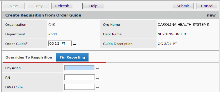 Financial Reporting Fields
